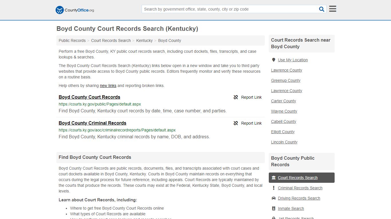 Boyd County Court Records Search (Kentucky) - County Office